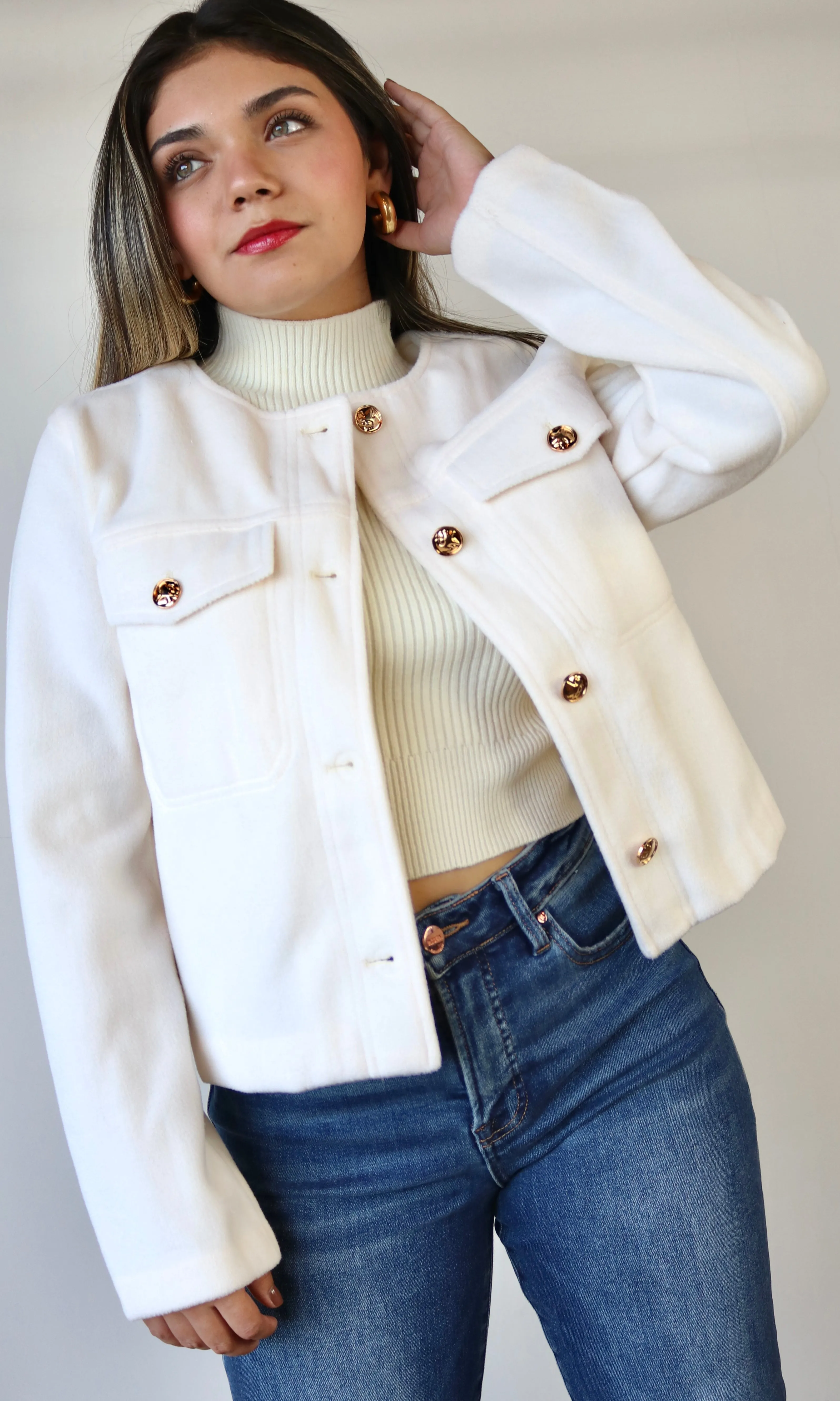 Copper Button Bolero Shacket