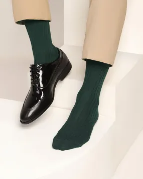 Cotton Fern Green Printed Socks - Thai