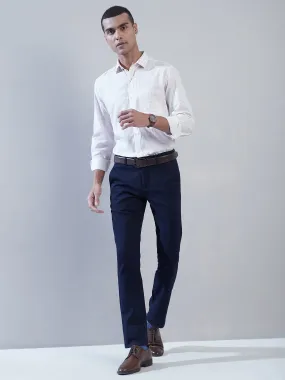Cotton Tencel Beige Printed Slim Fit Full Sleeve Formal Shirt