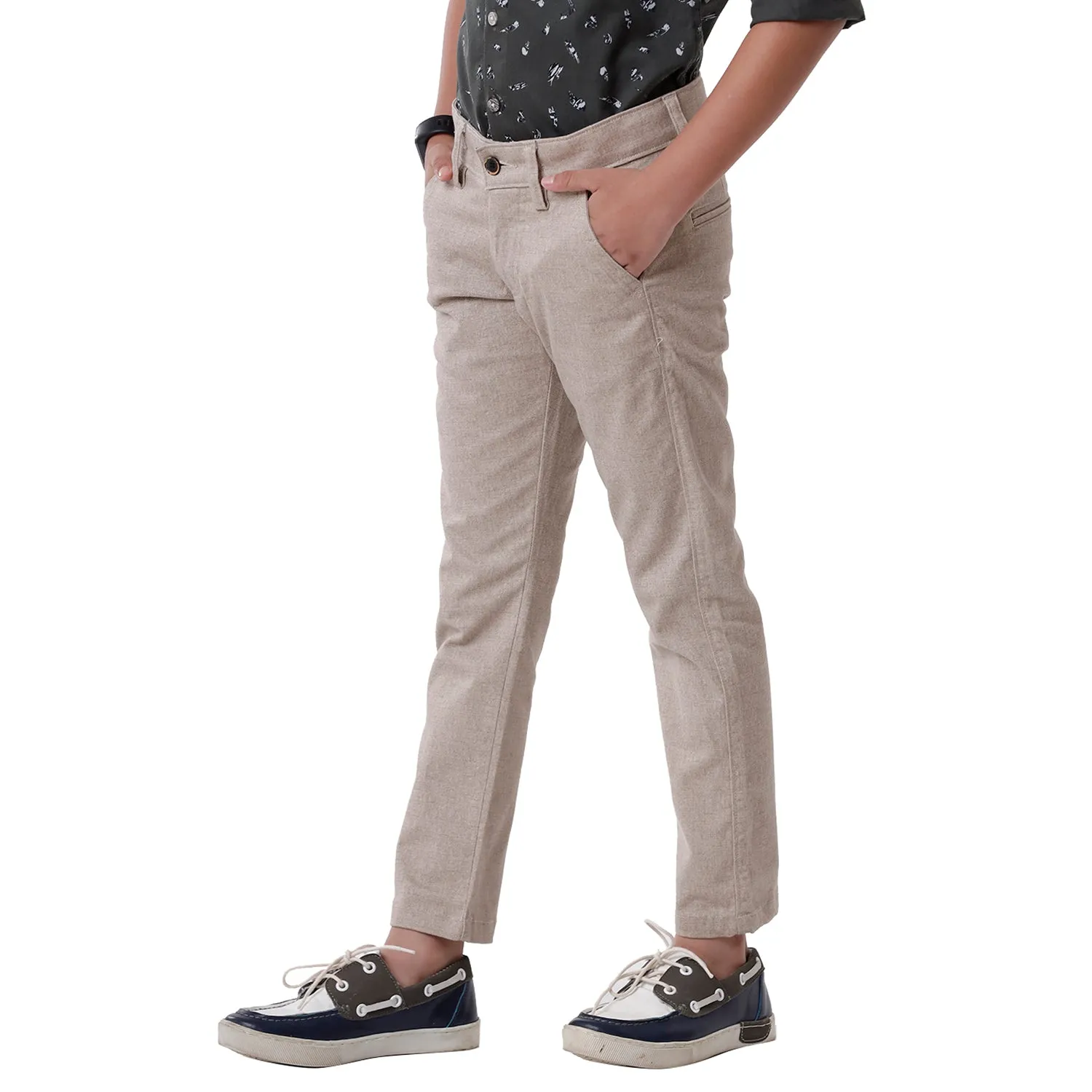 CP BRO BOYS Cotton Solid Slim Fit Light Grey Color Trouser - BBTR S2 01 A