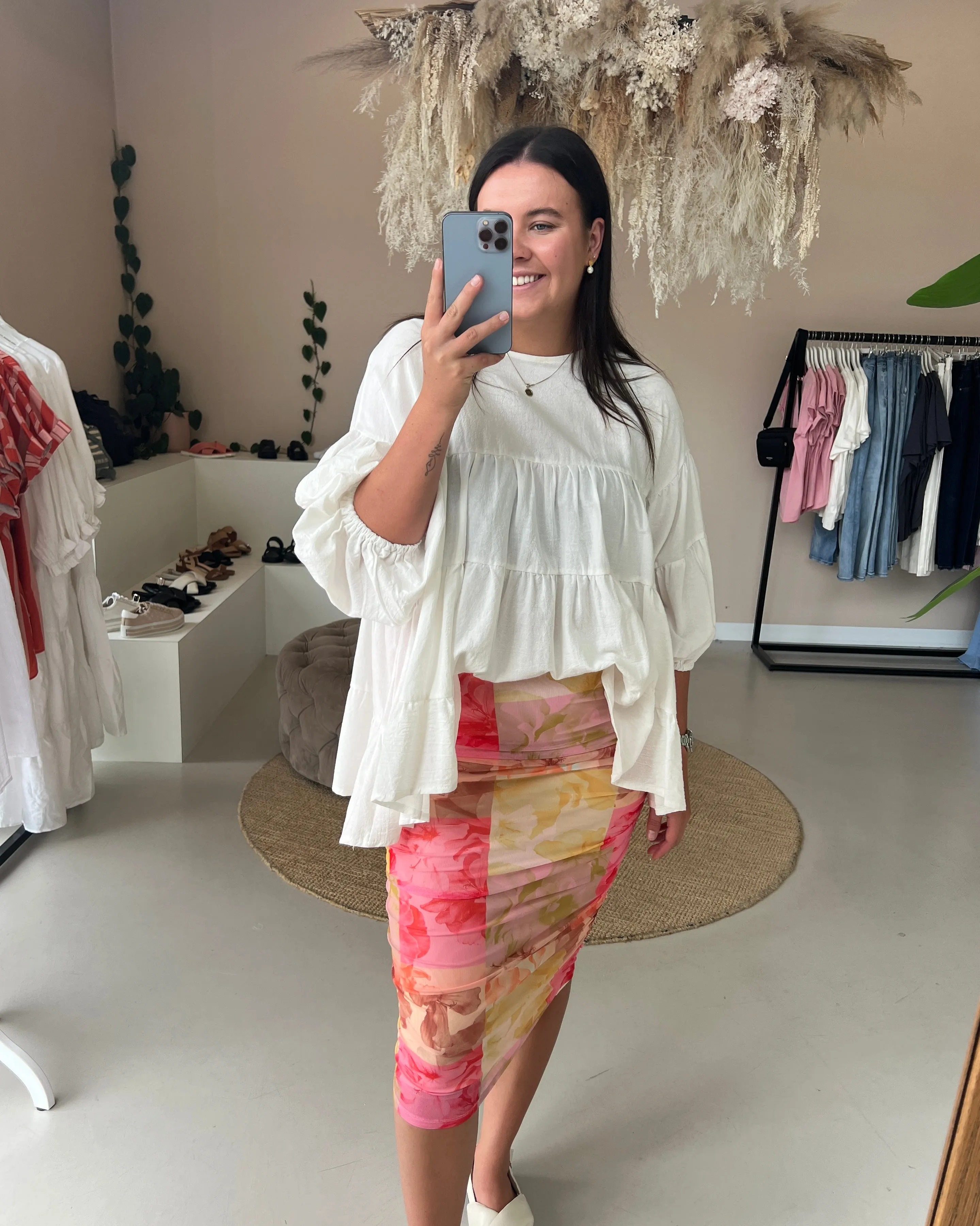 EARTHLY PARADISE BODYCON MESH MIDI SKIRT - Paradise Floral