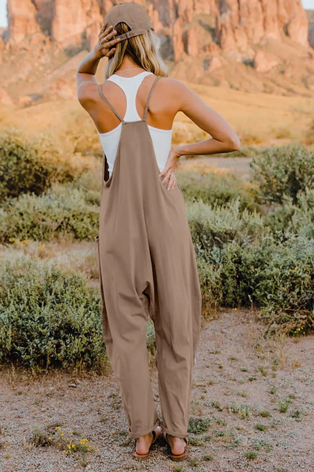 Easy Going Too V-Neck Sleeveless Jumpsuit with Pockets