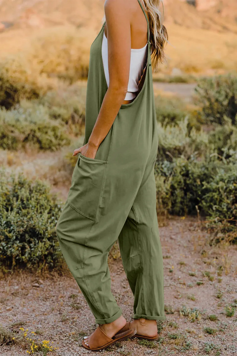 Easy Going Too V-Neck Sleeveless Jumpsuit with Pockets