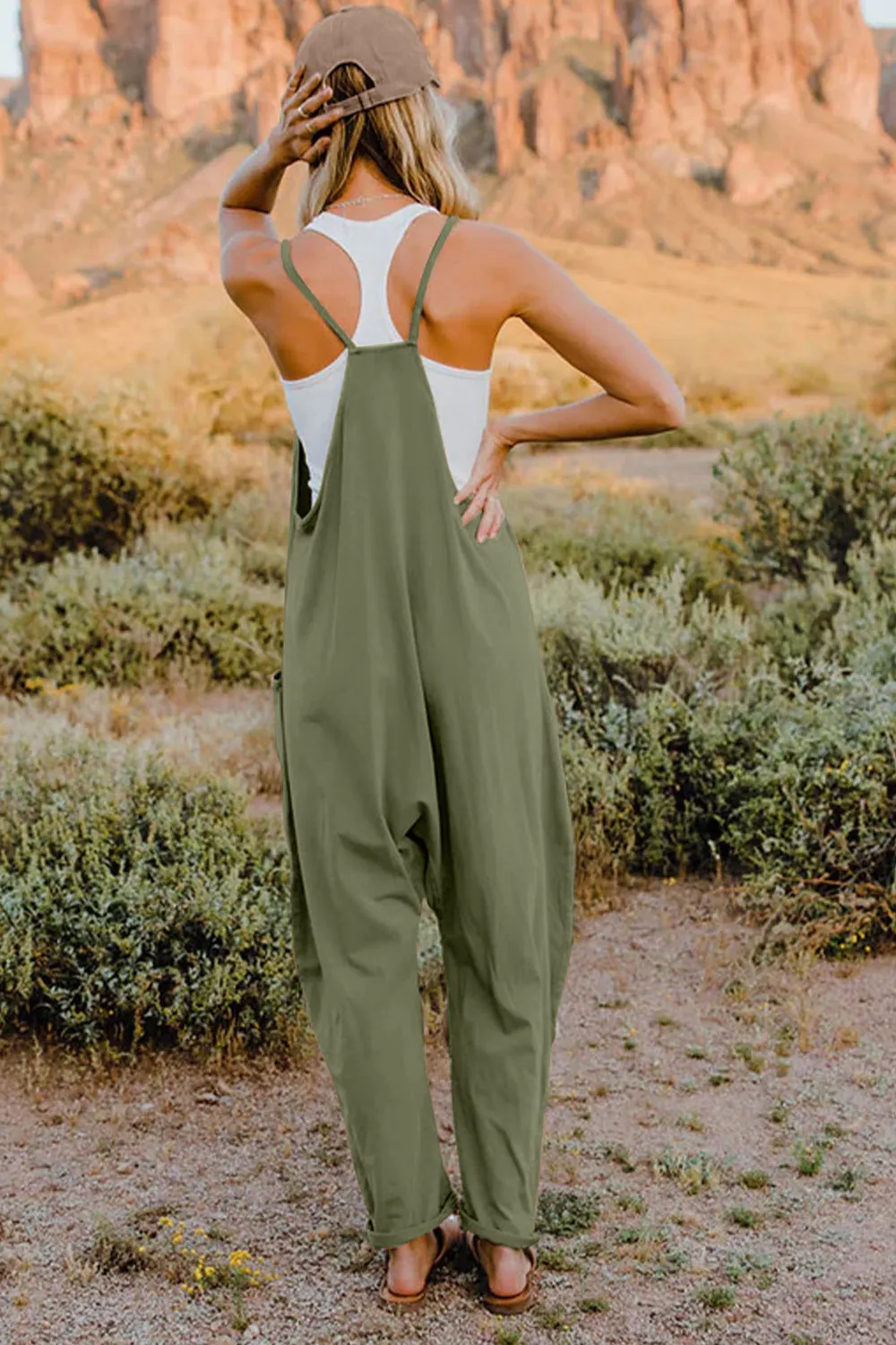 Easy Going Too V-Neck Sleeveless Jumpsuit with Pockets