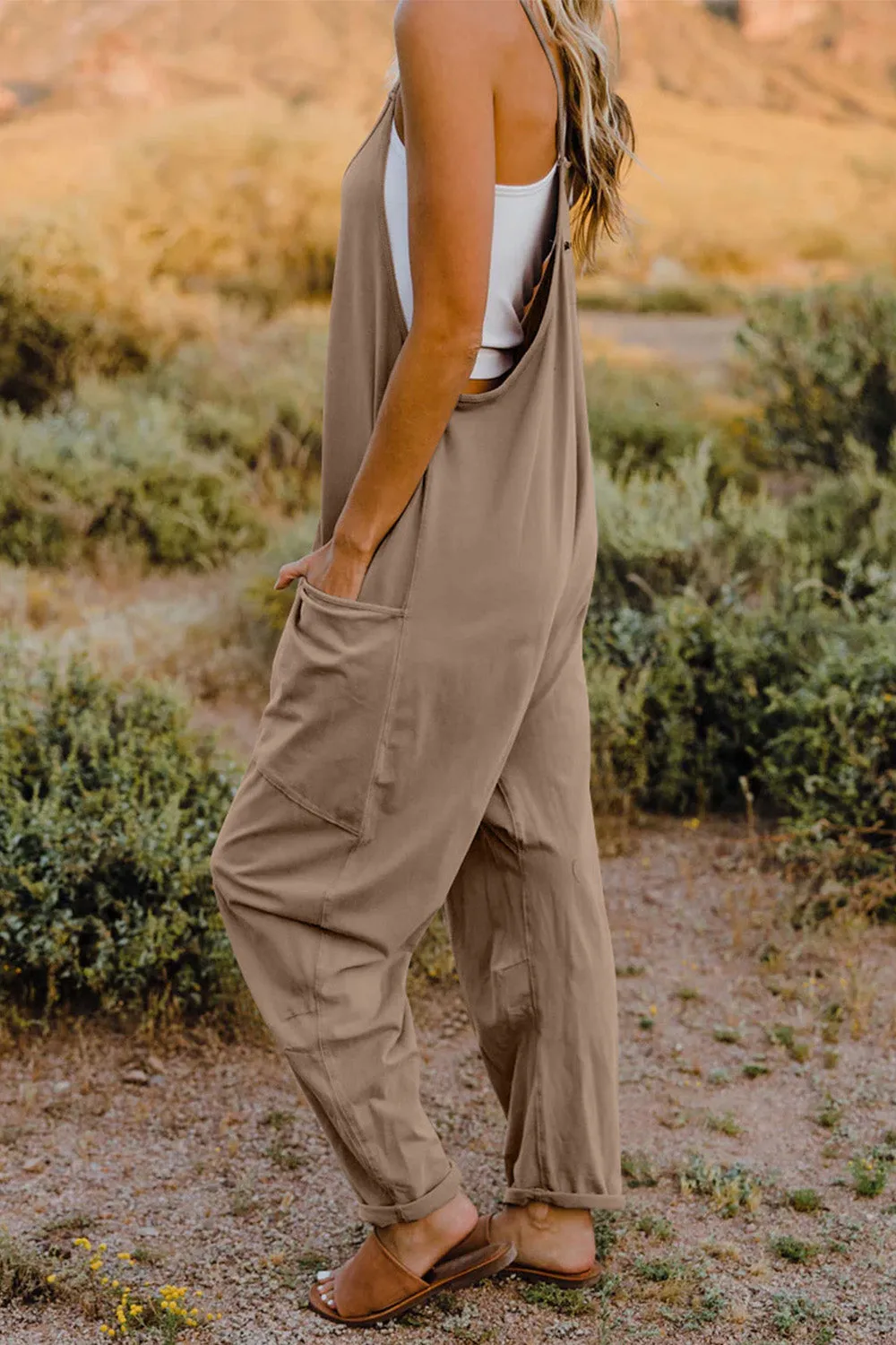 Easy Going Too V-Neck Sleeveless Jumpsuit with Pockets