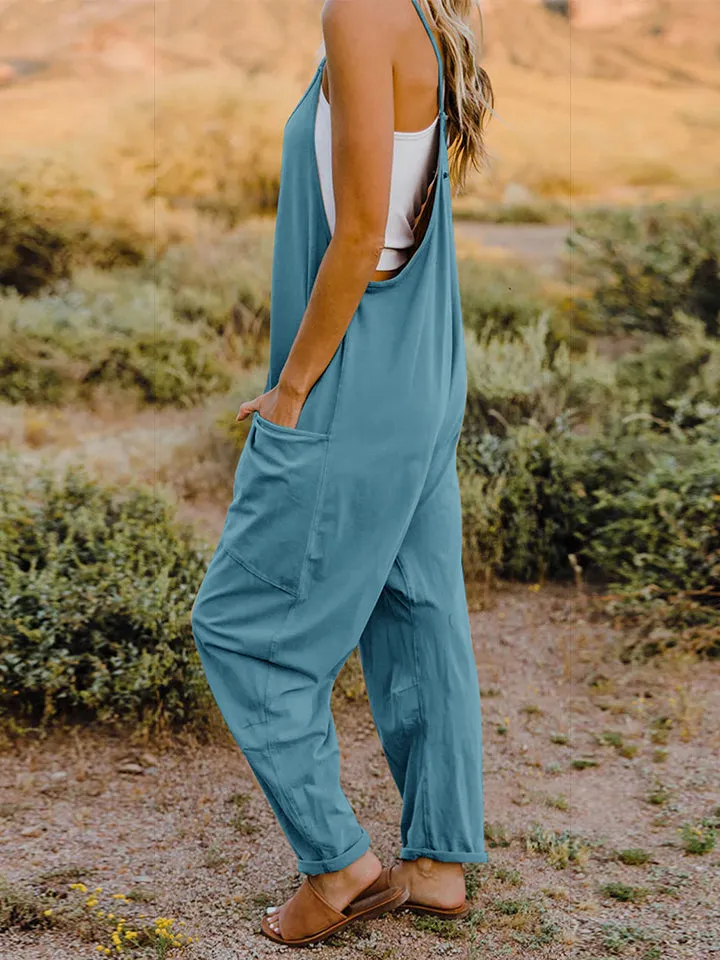 Easy Going Too V-Neck Sleeveless Jumpsuit with Pockets