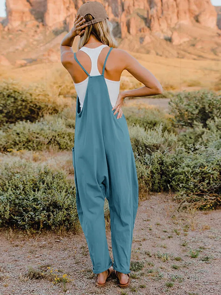 Easy Going Too V-Neck Sleeveless Jumpsuit with Pockets