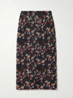 Edouard floral-print mohair-blend midi skirt