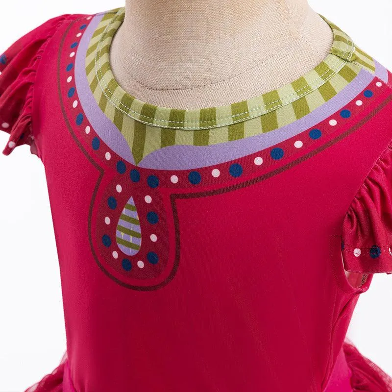Elegant Embroidered Dress Classic Red Girl's Dress Red Dreamy Princess Dress  Layered Tulle Skirt Design