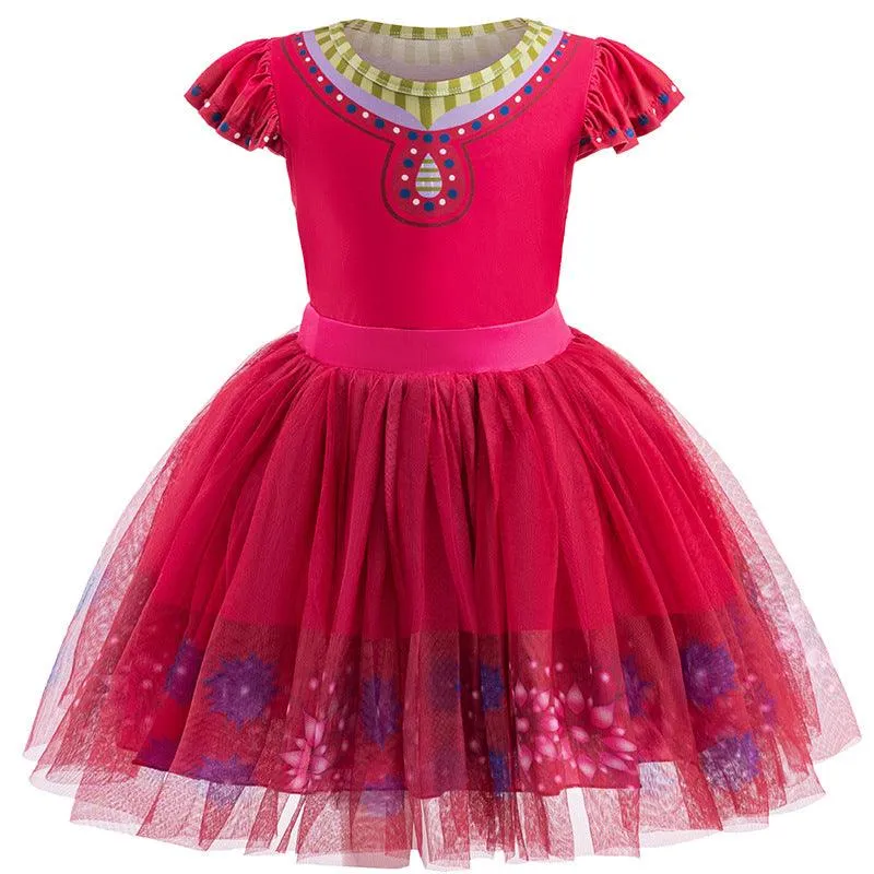 Elegant Embroidered Dress Classic Red Girl's Dress Red Dreamy Princess Dress  Layered Tulle Skirt Design