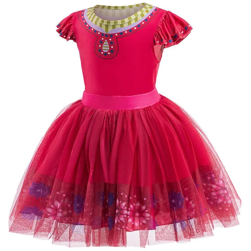 Elegant Embroidered Dress Classic Red Girl's Dress Red Dreamy Princess Dress  Layered Tulle Skirt Design