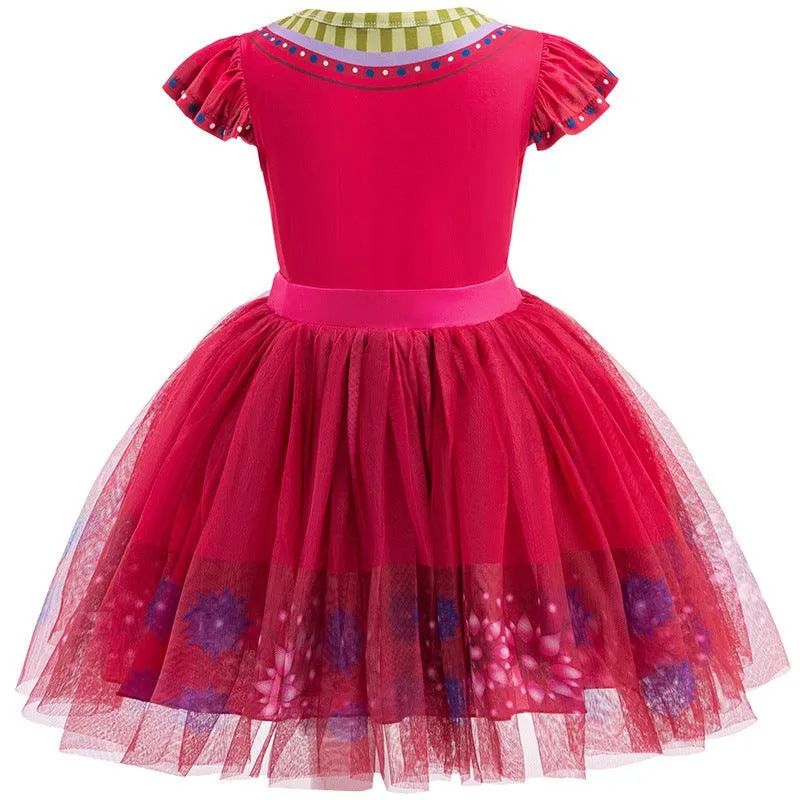Elegant Embroidered Dress Classic Red Girl's Dress Red Dreamy Princess Dress  Layered Tulle Skirt Design