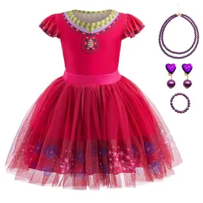 Elegant Embroidered Dress Classic Red Girl's Dress Red Dreamy Princess Dress  Layered Tulle Skirt Design