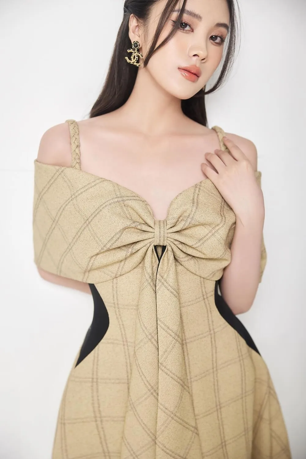 Ellie A-line Bow Felt Midi Dress