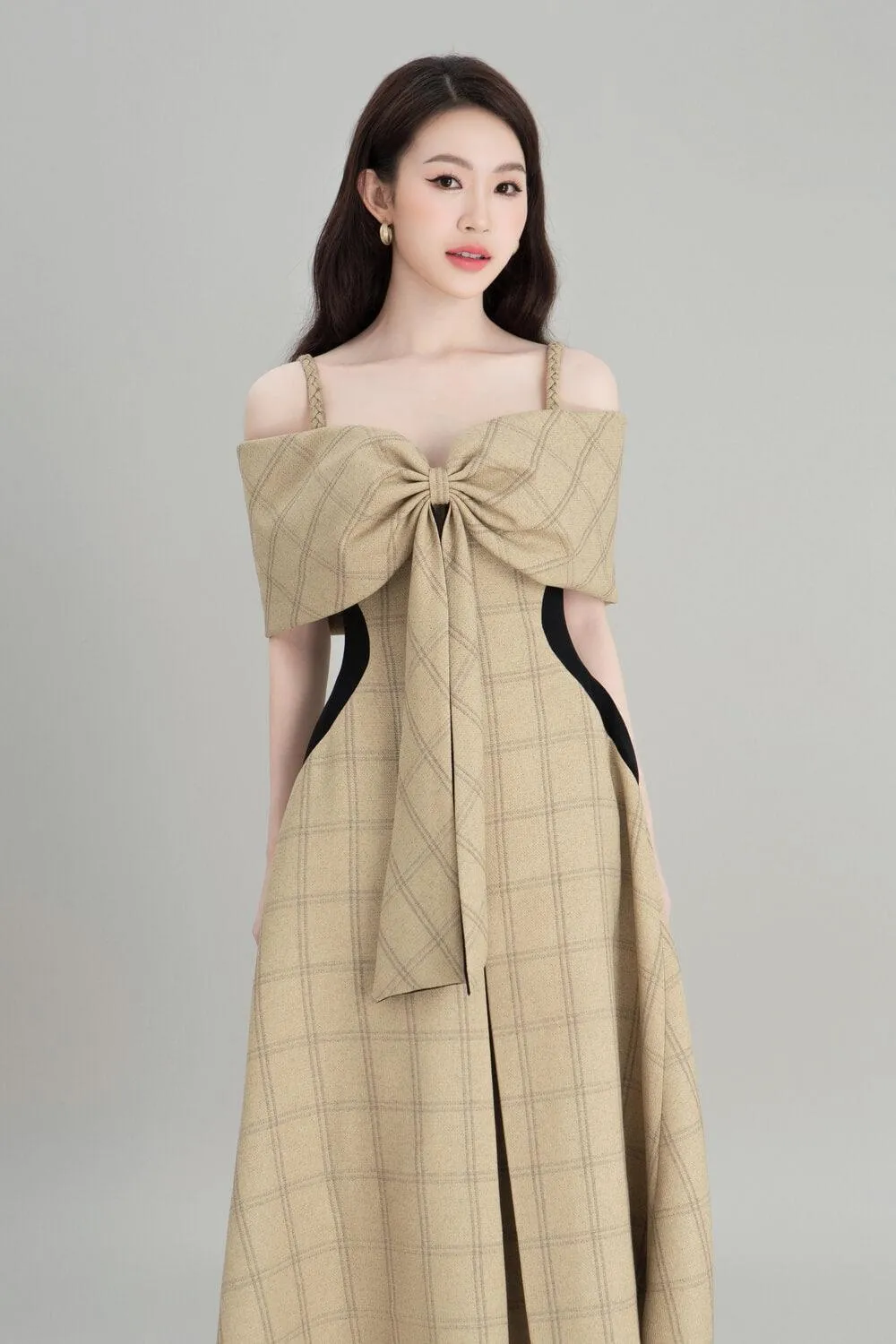 Ellie A-line Bow Felt Midi Dress