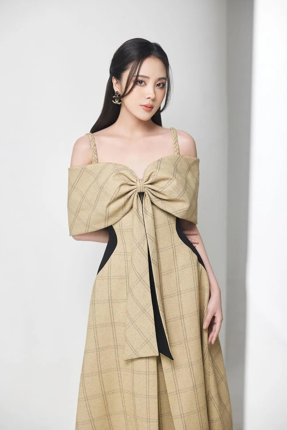 Ellie A-line Bow Felt Midi Dress