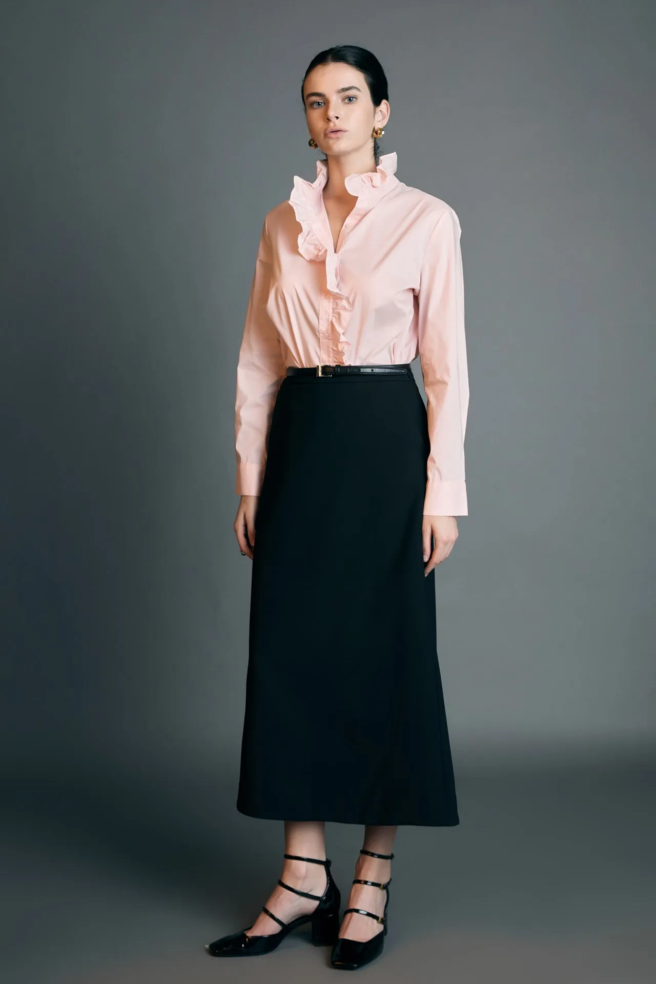 English Factory - High Waisted A Line Midi Skirt