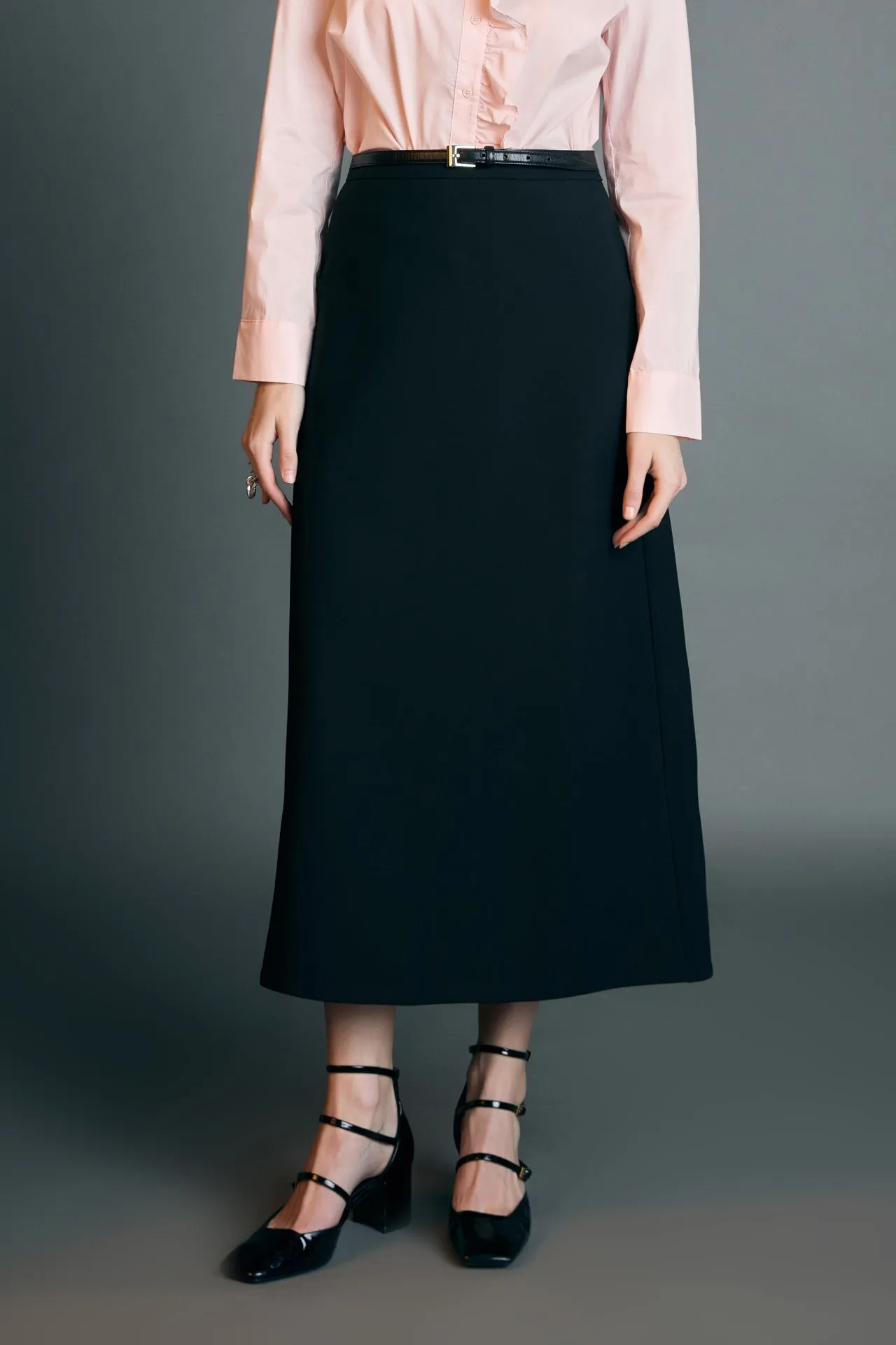 English Factory - High Waisted A Line Midi Skirt