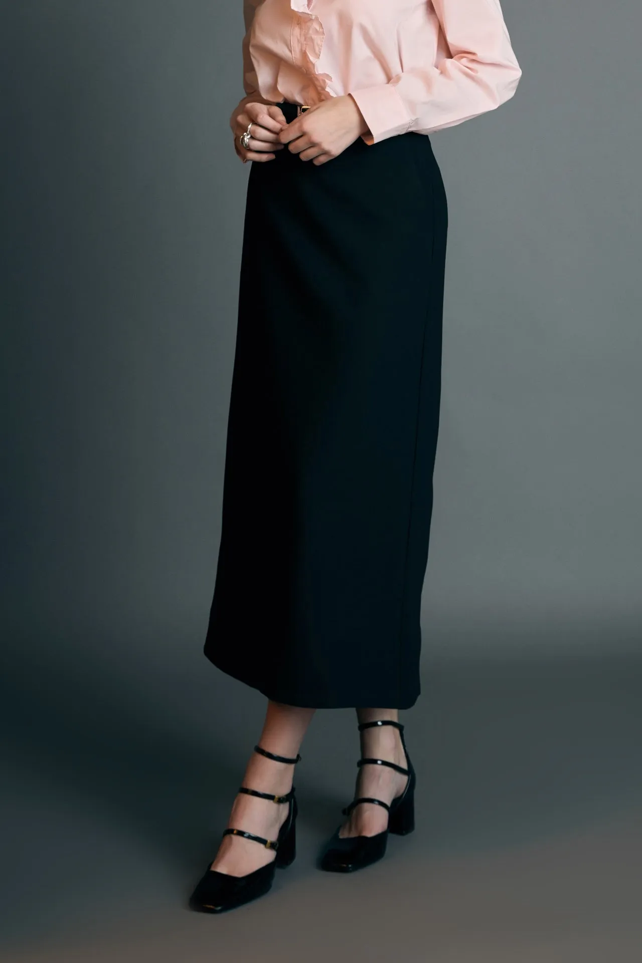 English Factory - High Waisted A Line Midi Skirt