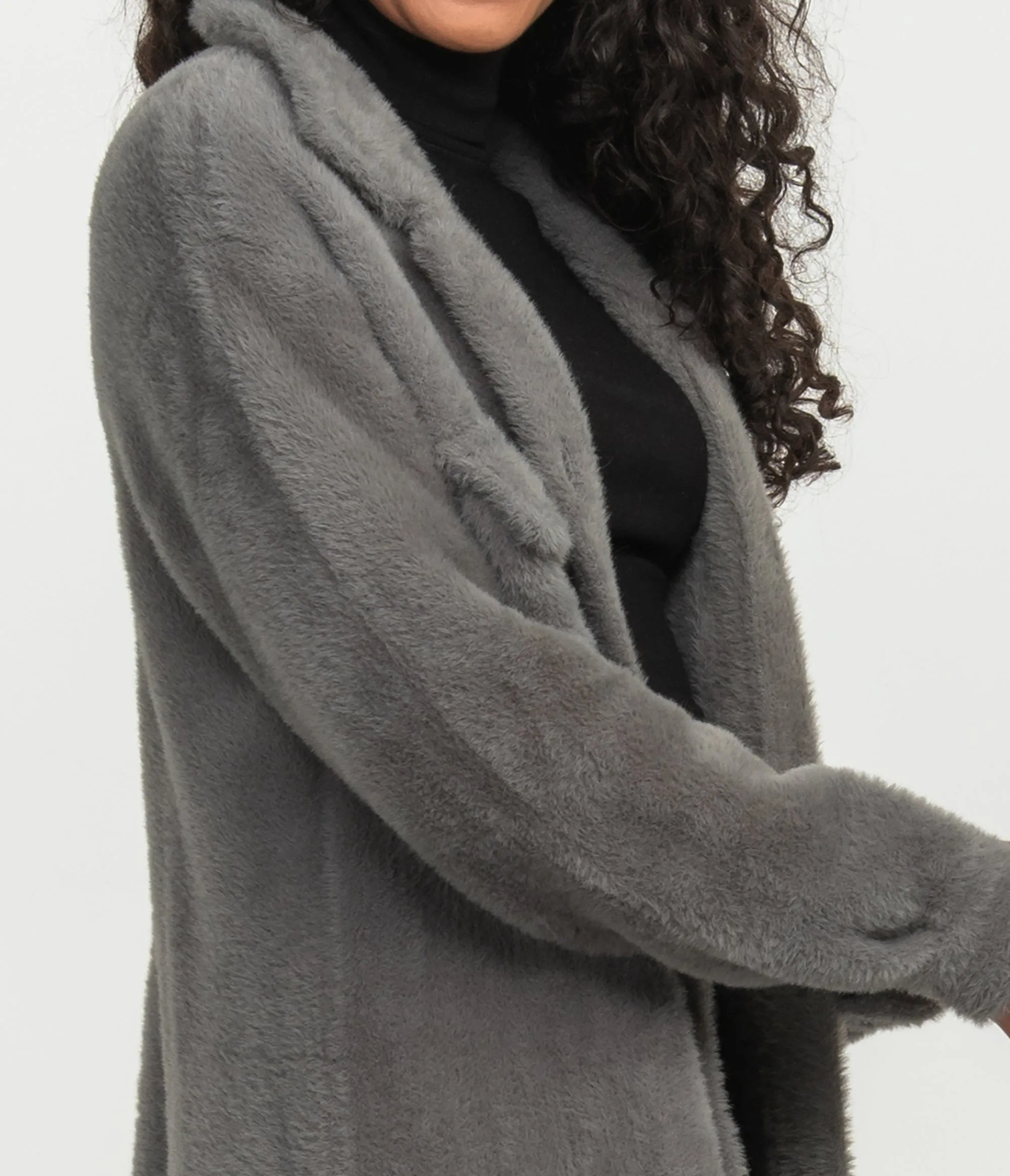 Feather Knit Shacket - Washed Charcoal