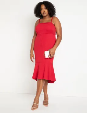 Fitted Trumpet Dress in Jester Red