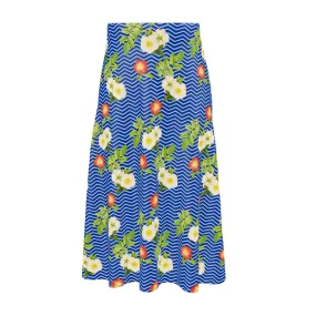 Floral Herringbone Midi Skirt