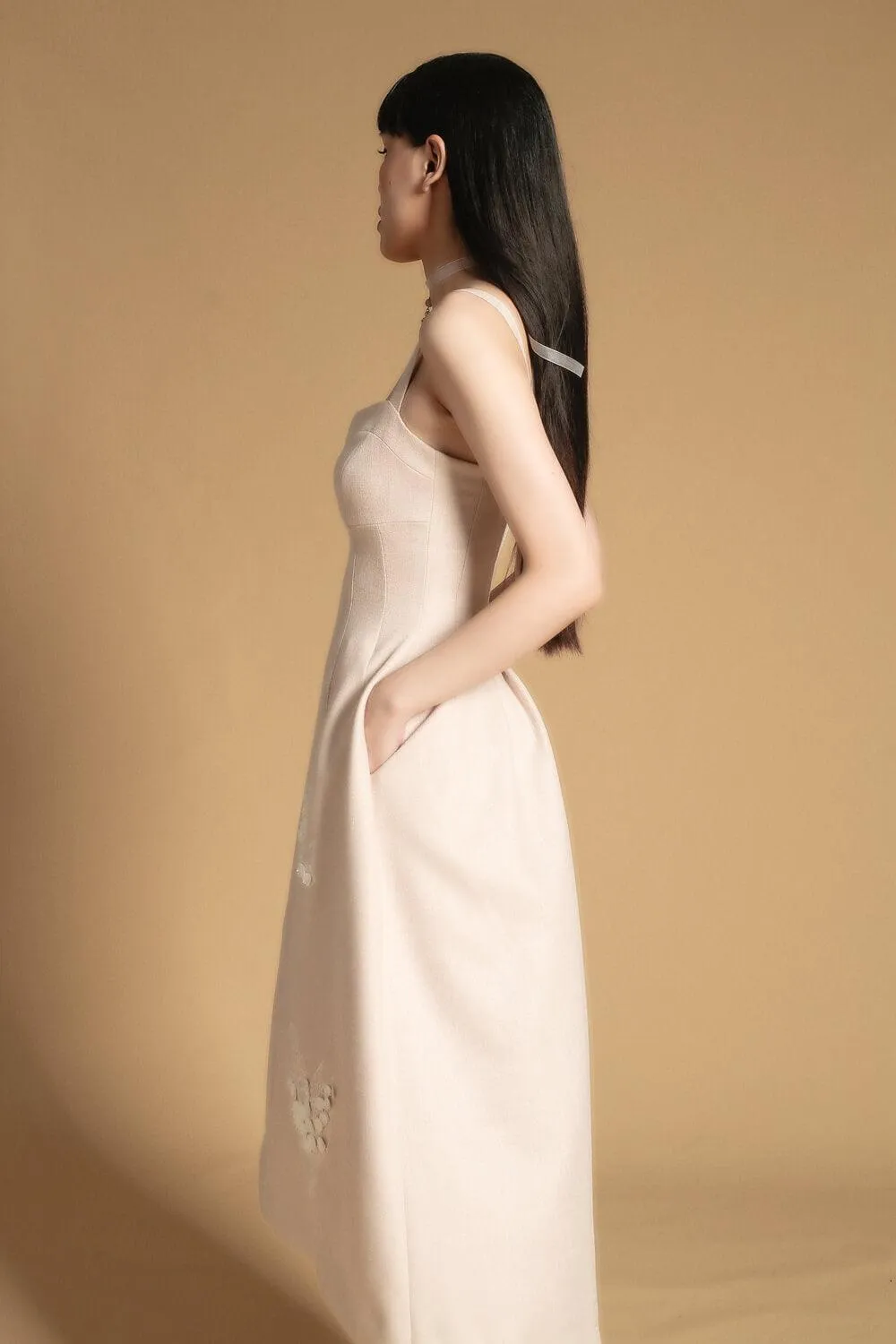 Francesca Fit and Flare Embroidered Polyester Spandex Midi Dress
