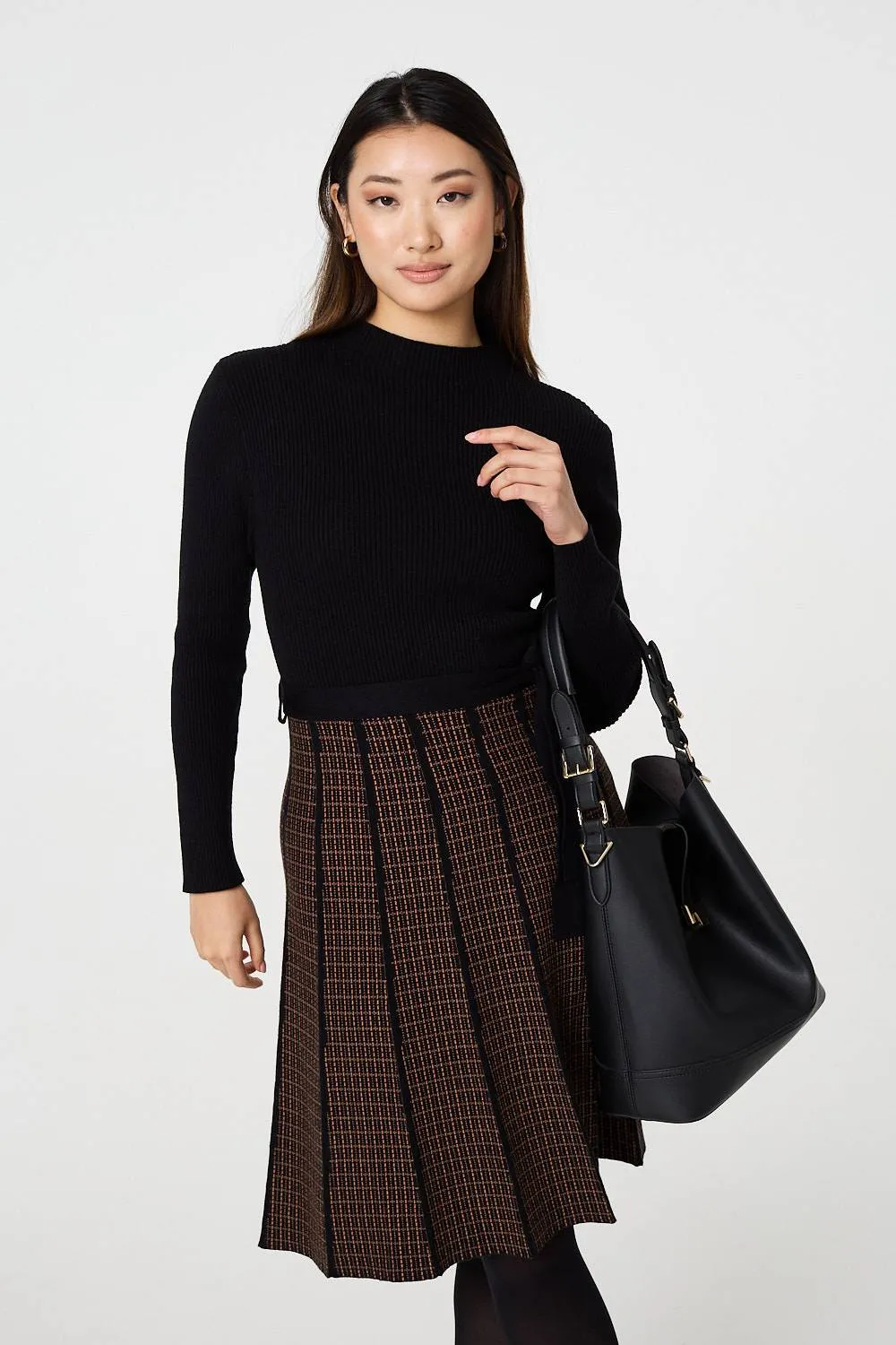 Geo Print Tie Waist Pleated Jumper Dress
