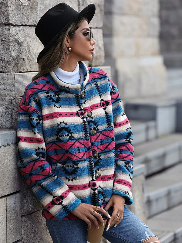 Geometric Pattern Long Sleeve Jacket