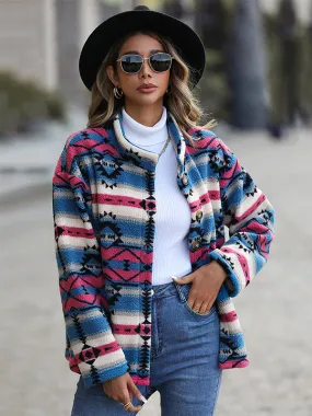 Geometric Pattern Long Sleeve Jacket