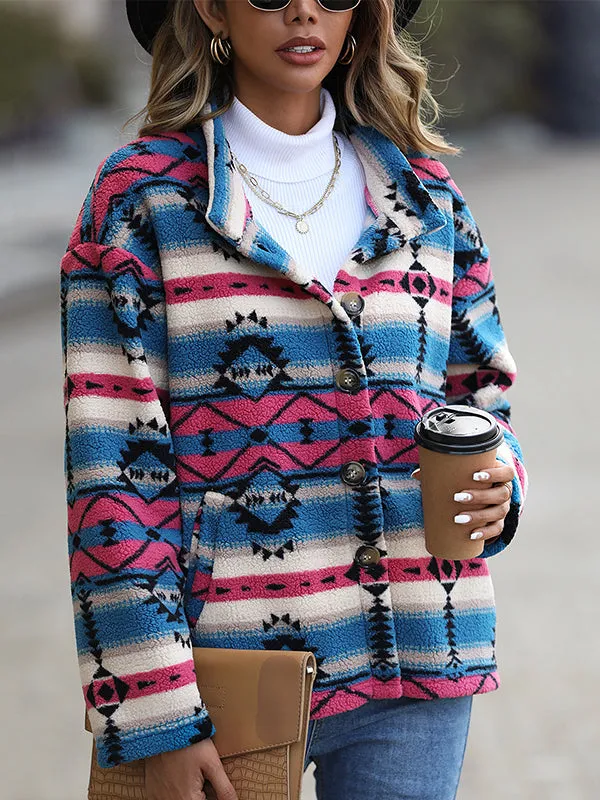 Geometric Pattern Long Sleeve Jacket