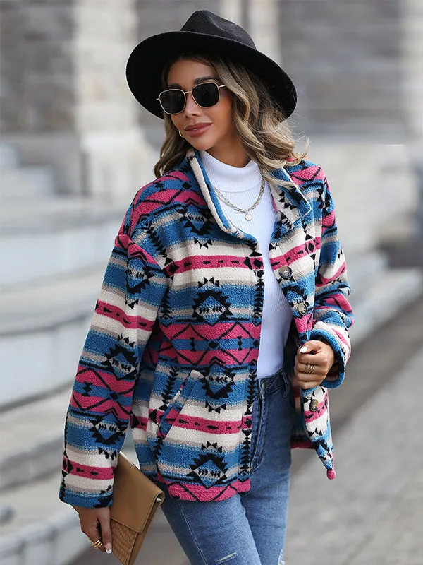 Geometric Pattern Long Sleeve Jacket