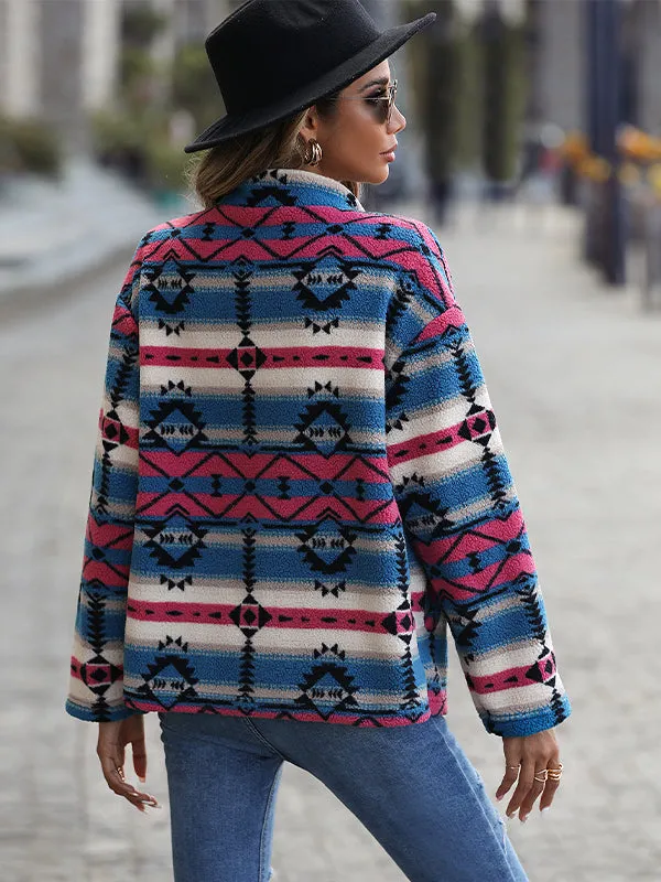 Geometric Pattern Long Sleeve Jacket