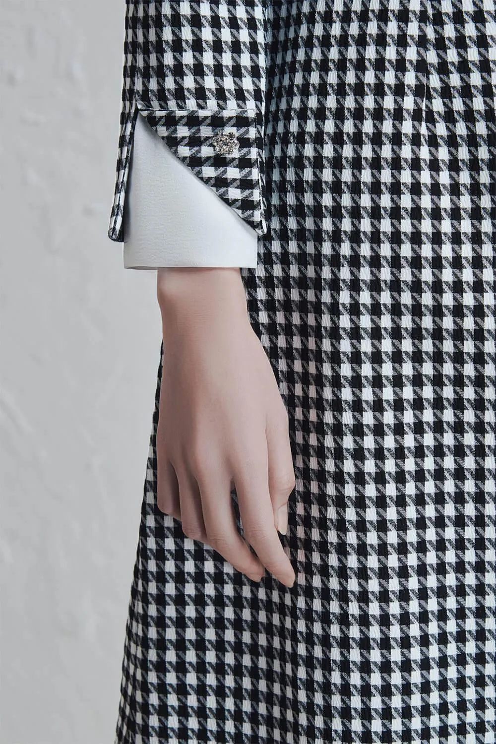 Gianni A-line Shirt Collar Jacquard Midi Dress