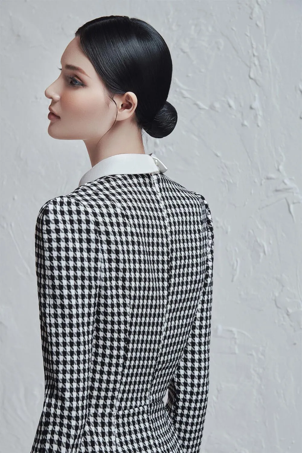 Gianni A-line Shirt Collar Jacquard Midi Dress