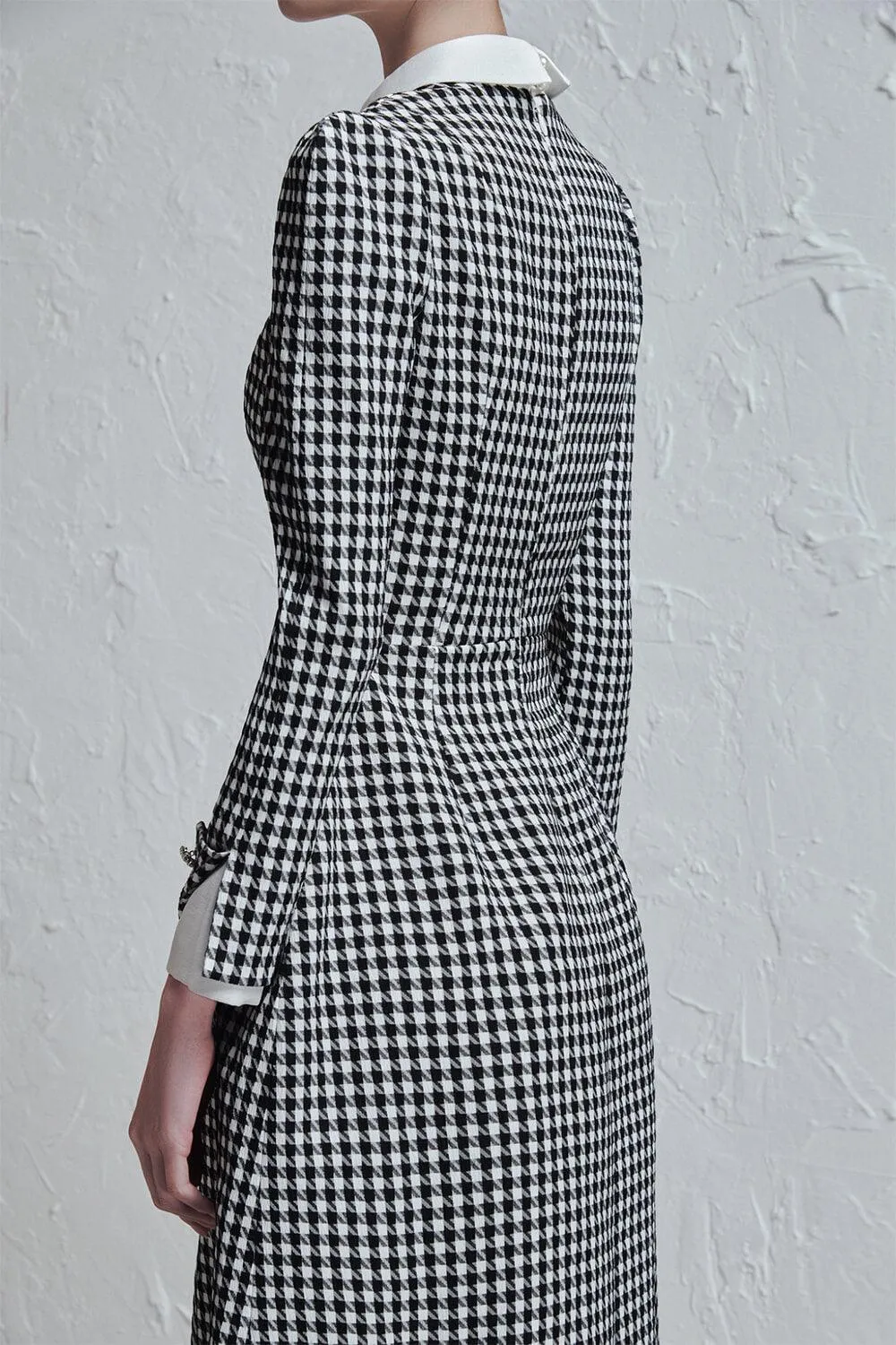 Gianni A-line Shirt Collar Jacquard Midi Dress