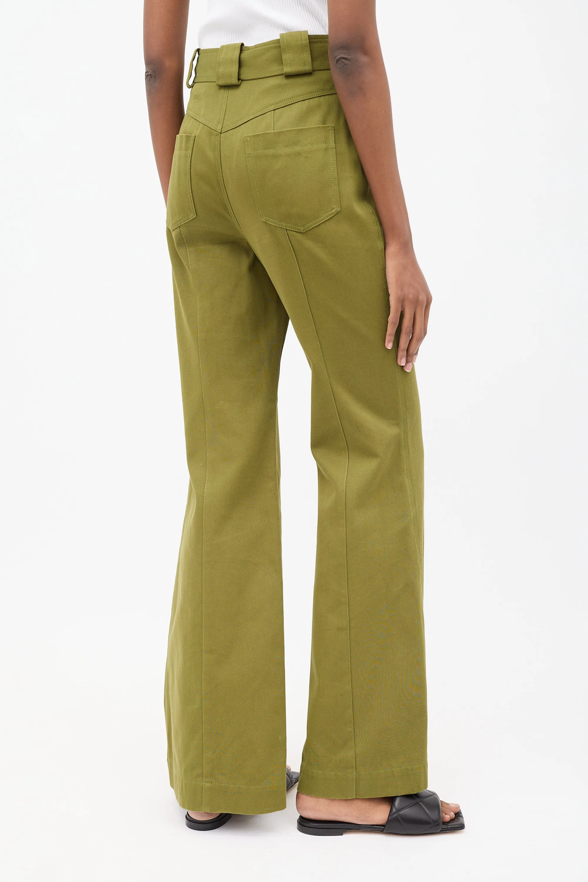 Green High Waist Flared Pant