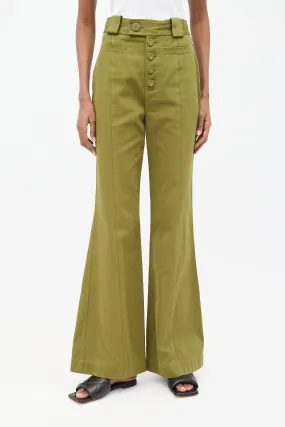 Green High Waist Flared Pant
