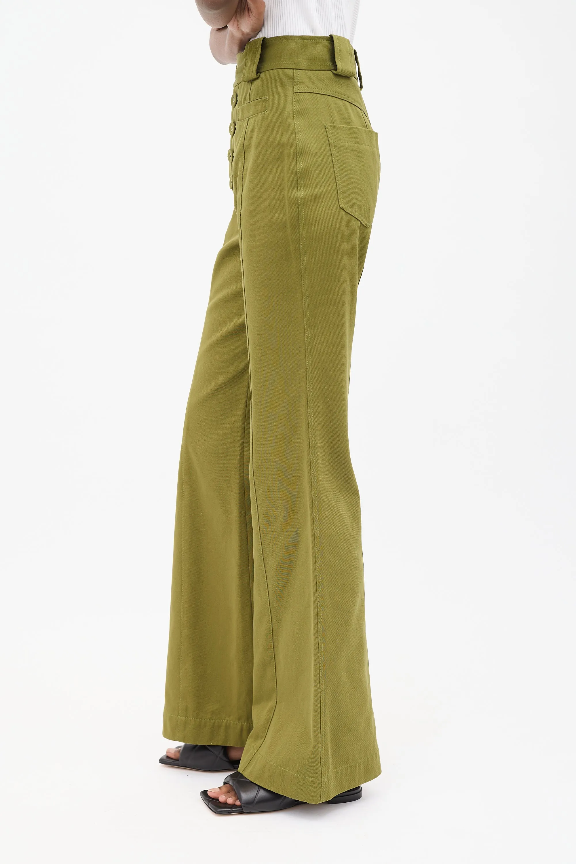 Green High Waist Flared Pant