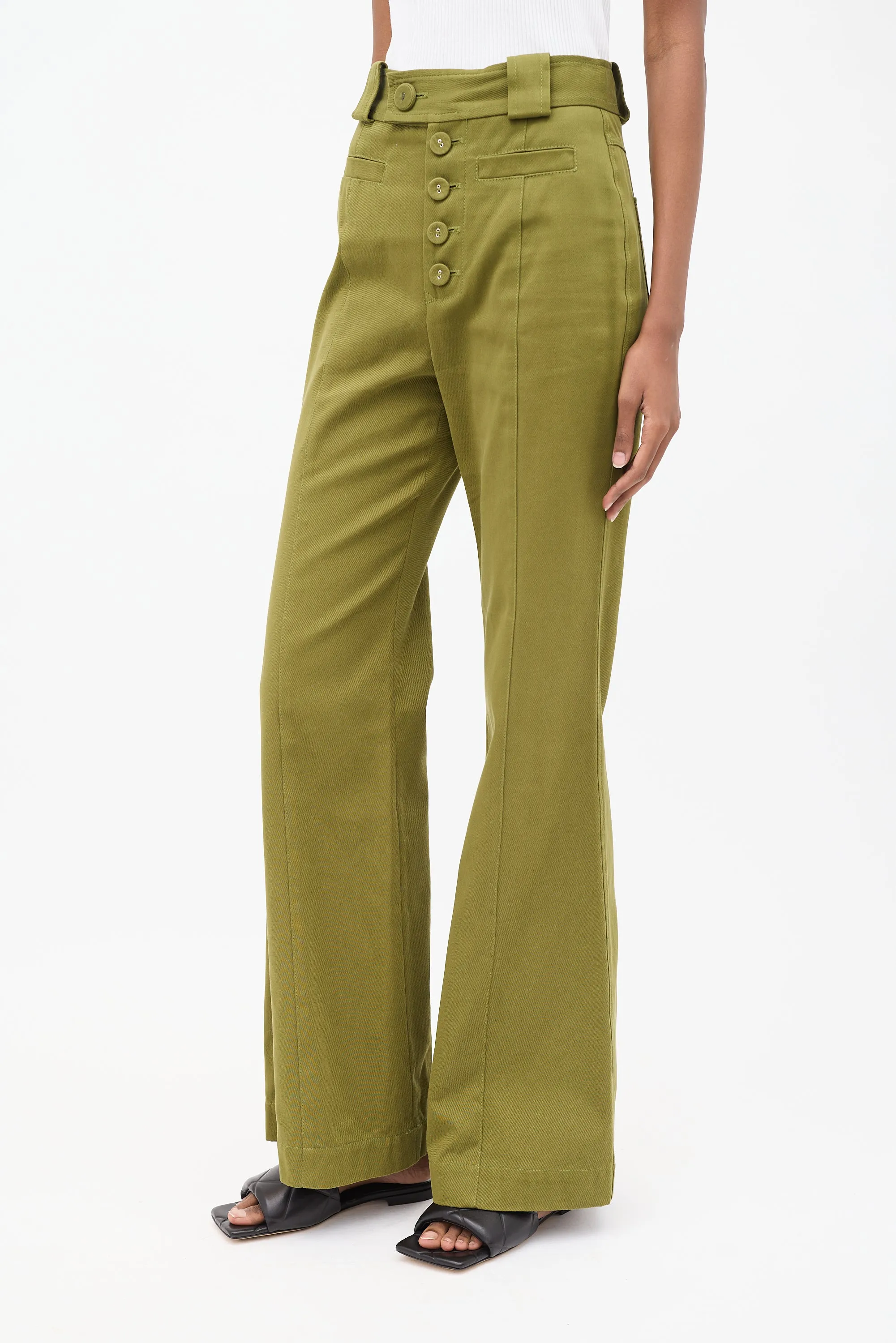 Green High Waist Flared Pant