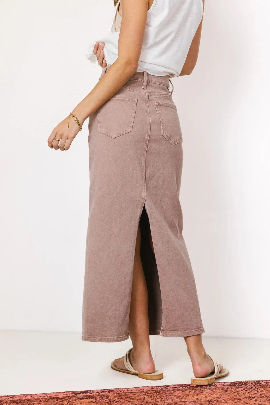 Harley denim midi skirt in mauve - FINAL SALE