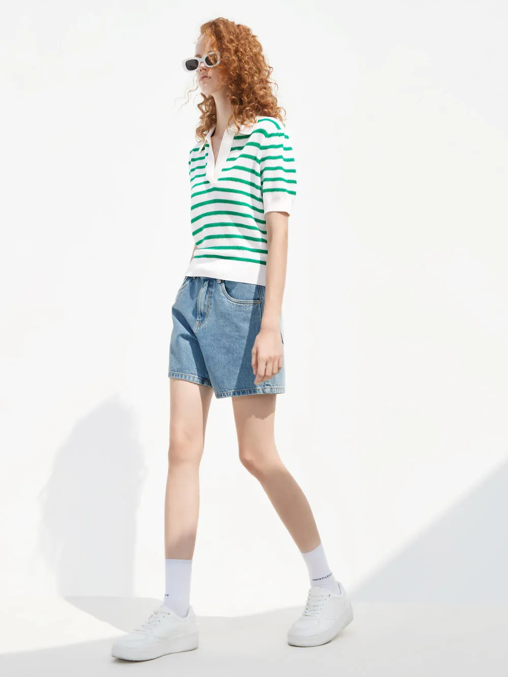HOT SALE Wool Stripe Cropped Knit Top