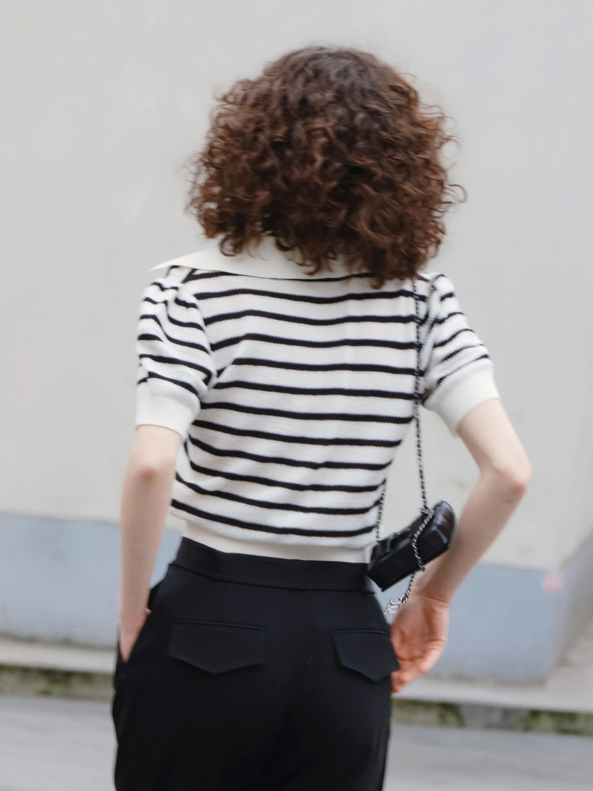 HOT SALE Wool Stripe Cropped Knit Top