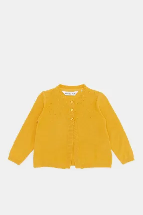 Infant Girls Mustard Solid Cardigan