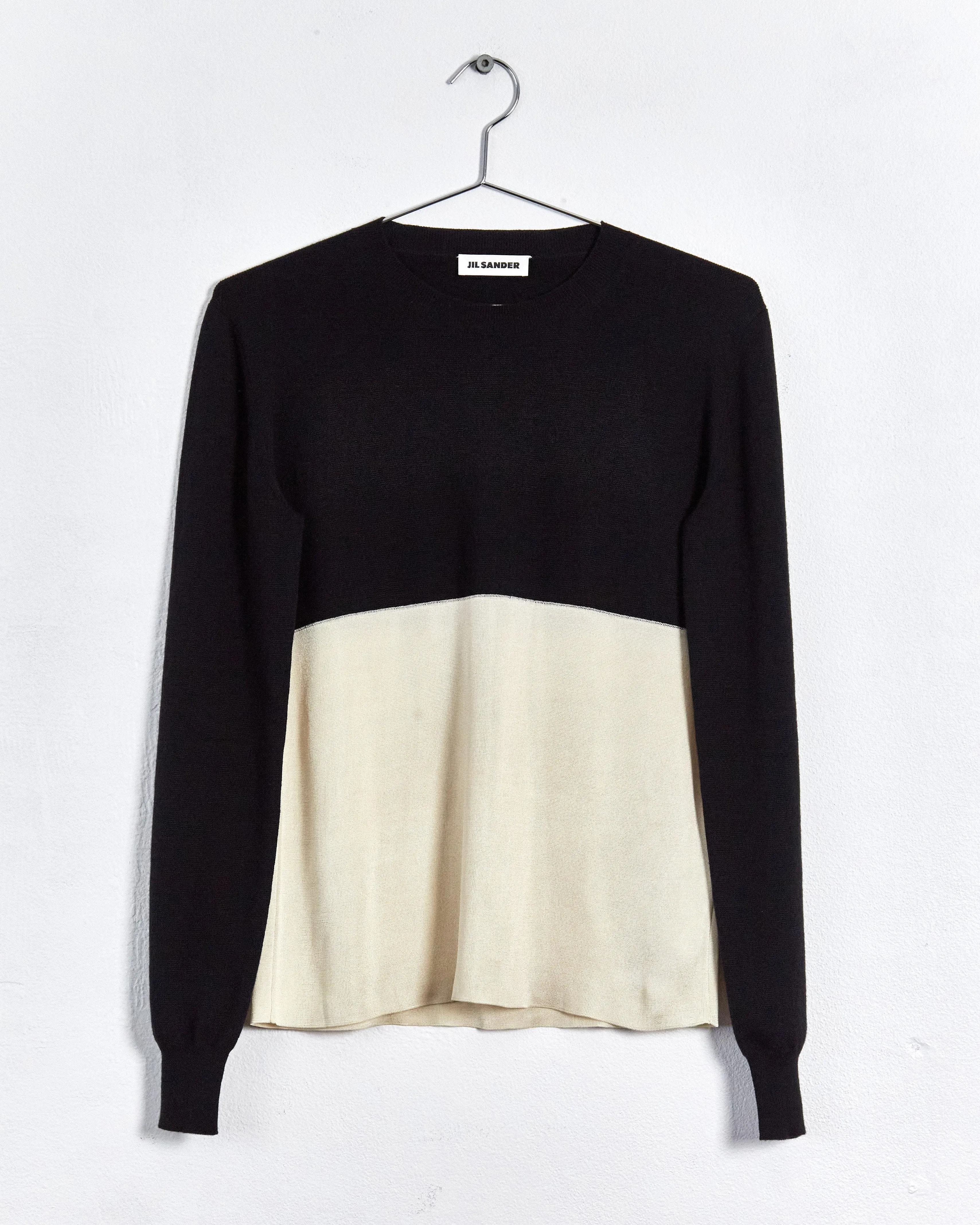 Jil Sander 'contrast panel knit top', black & cream, 10