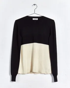 Jil Sander 'contrast panel knit top', black & cream, 10