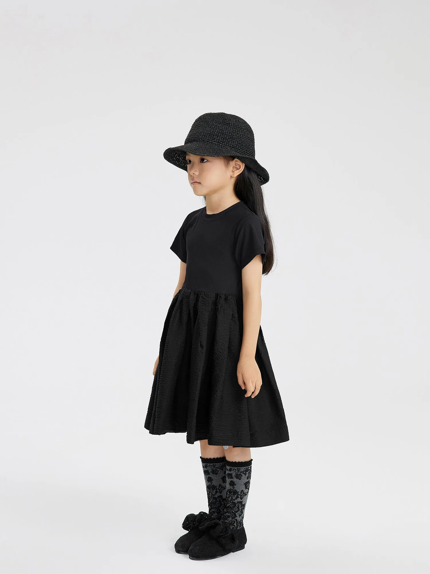 JNBY Waisted Blouson Loose Pleat Dress