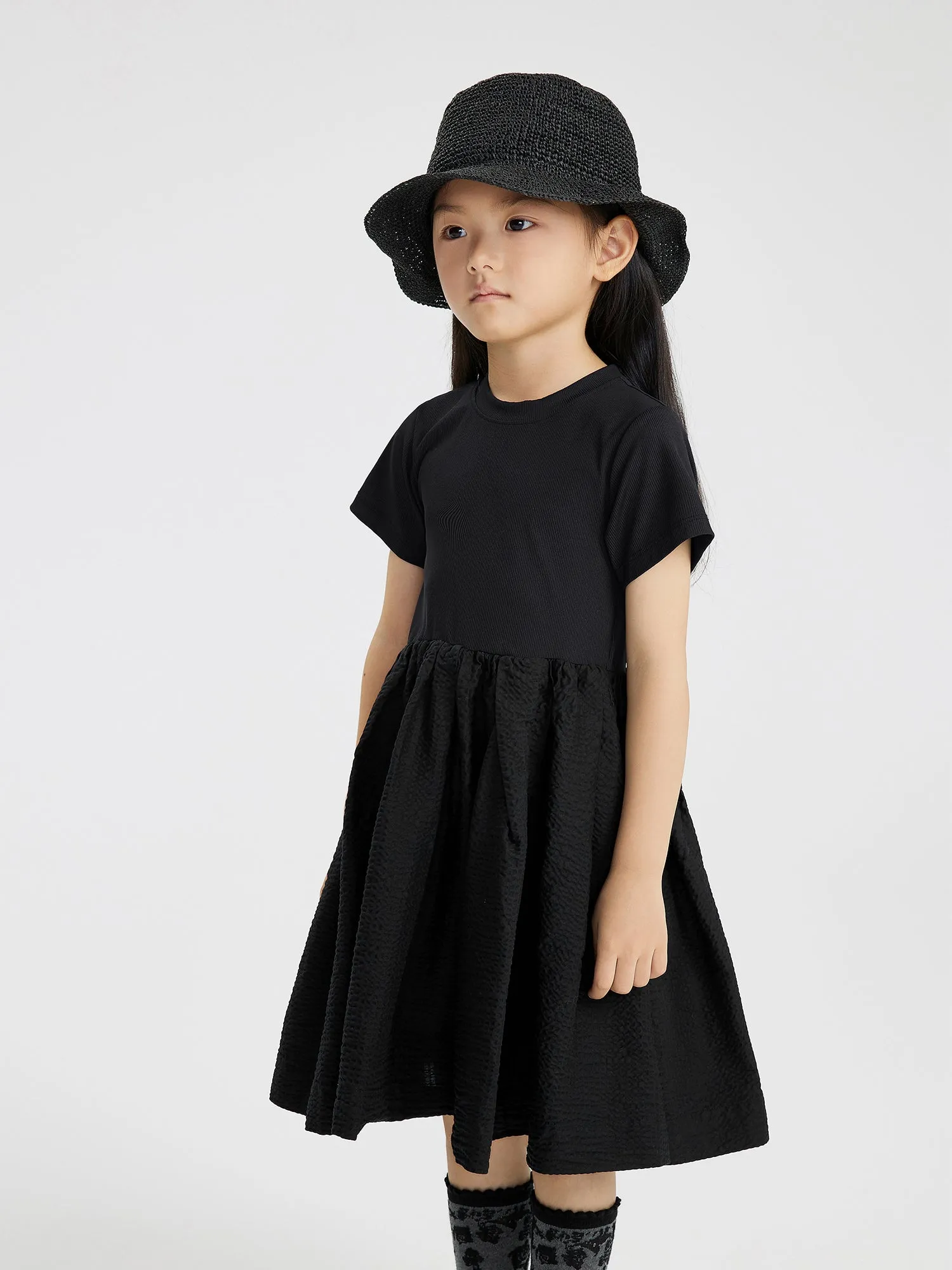 JNBY Waisted Blouson Loose Pleat Dress