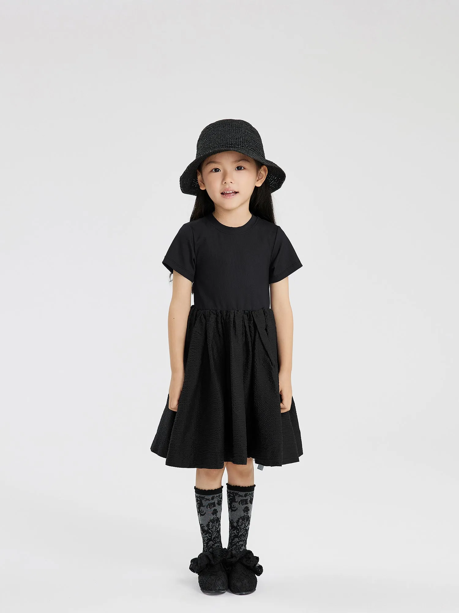 JNBY Waisted Blouson Loose Pleat Dress