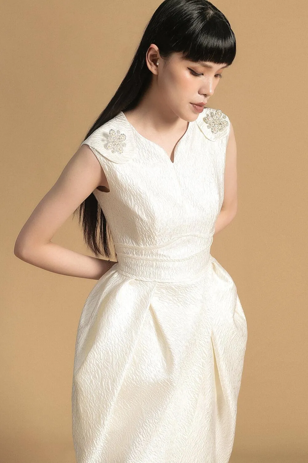 Joyce Tulip Sleeveless Polyester Midi Dress
